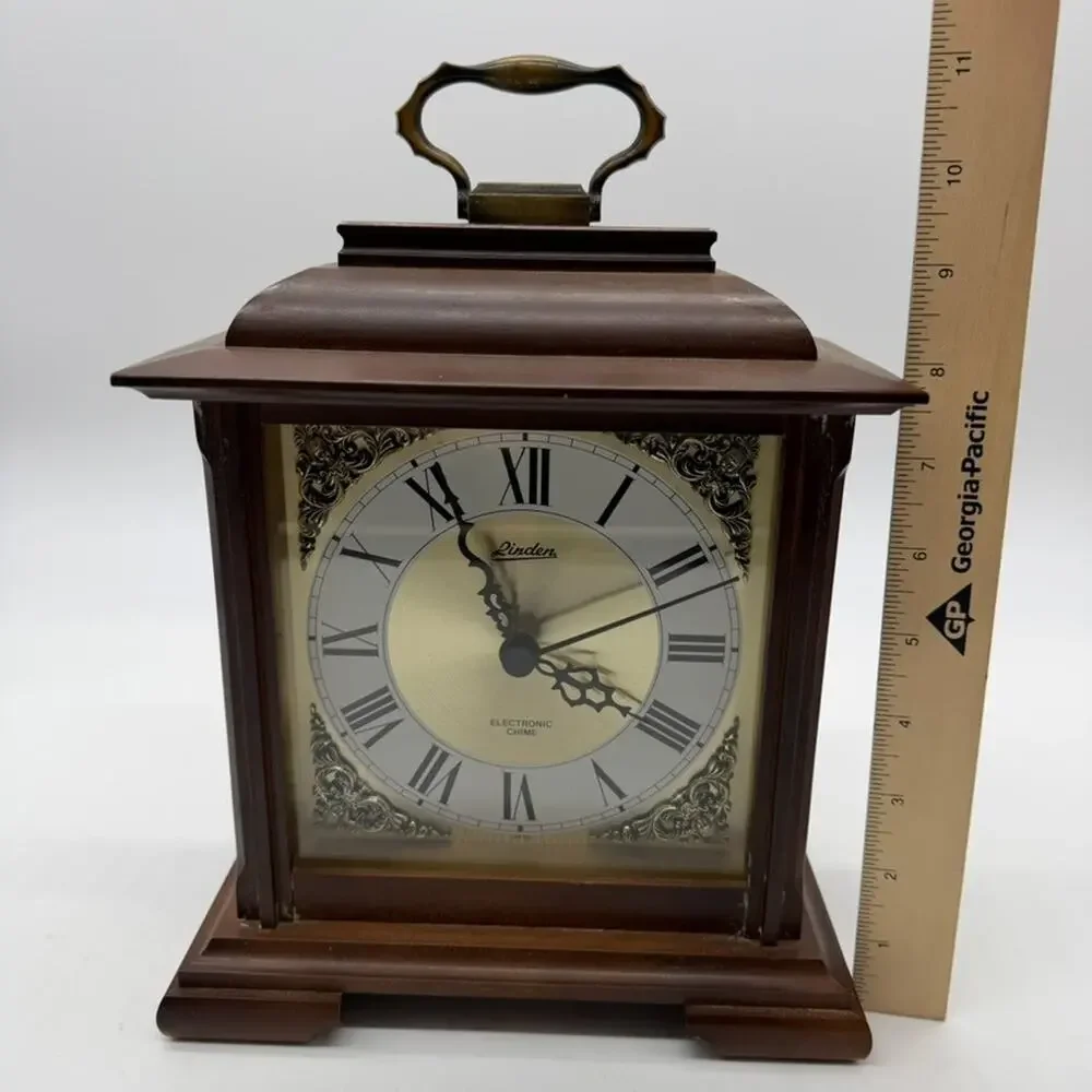 Vintage Linden Electronic Chime Mantel Clock Model 7011 Quartz Wood Japan Tested